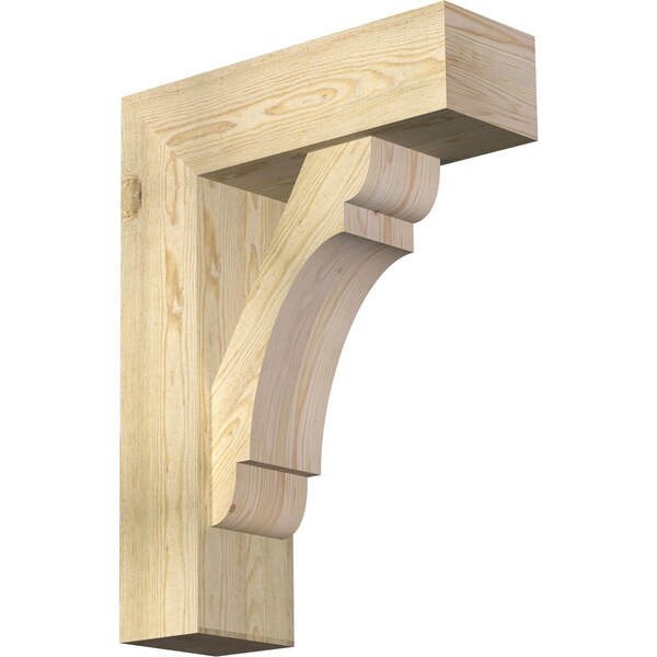 Ekena Millwork Olympic Block Rough Sawn Bracket w/ Offset Brace, Douglas Fir, 8"W x 24"D x 32"H BKT0806X24X32OLY05RDF - main